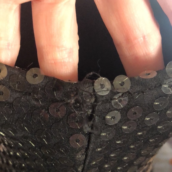 Black Sequin Designer Mini Sleeveless Dress 👗 - Picture 5 of 11